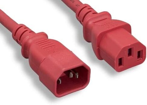 Kentek أحمر 6 أقدام Ft IEC-60320 C13 إلى C14 كابل تمديد الطاقة 14 AWG 15A/250V SJT شديد التحمل لـ PDU، UPS in Kuwait