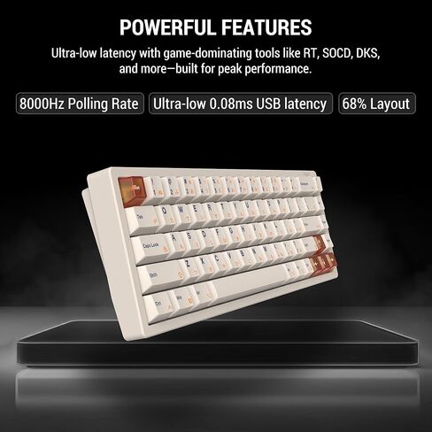 لوحة مفاتيح الألعاب LUMINKEY Magger68 Performance HE 65% - مفاتيح تأثير القاعة المغناطيسية، إضاءة RGB قابلة للتخصيص، PCB قابل للتبديل السريع، هيكل من الألومنيوم، سلك USB-C in Kuwait