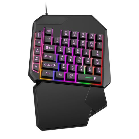 One Handed Gaming Keyboard, 40 Keys Wired One-Handed Keypad with 7 Color Backlit, Ergonomic Palm Rest, USB Wired Gaming Keypad for PC, Laptop, Gaming Console, FPS MOBA Games in Kuwait