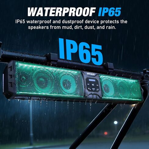 OPP ULITE UTV Sound Bar 6 مكبرات صوت مع ضوء RGB، ترقية 27.5 بوصة بلوتوث وجهاز التحكم عن بعد USB مزامنة الموسيقى الثقيلة المعادن ATV SXS Soundbar لـ Polaris RZR Golf Cart Can-Am w / شريط لف 1-2 بوصة in Kuwait