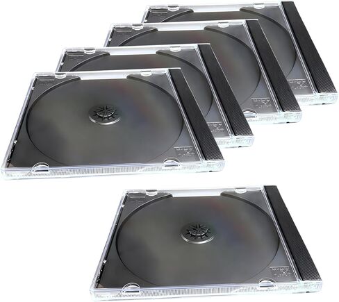 5 PCS Car CD Jewel Cases, Standard Single Clear CD Cases with Black Tray, Thickened Hard Plastic DVD Storage, Universal DVD Holder Car Accessories (Black) in Kuwait