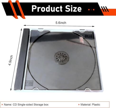 5 PCS Car CD Jewel Cases, Standard Single Clear CD Cases with Black Tray, Thickened Hard Plastic DVD Storage, Universal DVD Holder Car Accessories (Black) in Kuwait