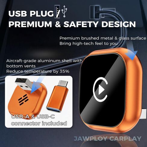 Wireless CarPlay & Android Auto Adapter, Wired to Wireless 2-in-1 CarPlay Dongle for iPhone＆Androidphone, No Audio Lag, Auto-Connect Plug & Play, USB-A/C, Fast, Stable for iOS 10+ & Android 11+ in Kuwait