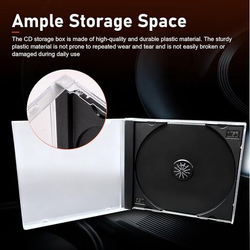 5 PCS Car CD Jewel Cases, Standard Single Clear CD Cases with Black Tray, Thickened Hard Plastic DVD Storage, Universal DVD Holder Car Accessories (Black) in Kuwait