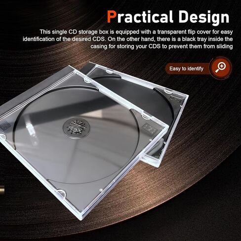 5 PCS Car CD Jewel Cases, Standard Single Clear CD Cases with Black Tray, Thickened Hard Plastic DVD Storage, Universal DVD Holder Car Accessories (Black) in Kuwait