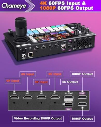 كاميرا Chameeye NDI PTZ 30X، تتبع تلقائي بالذكاء الاصطناعي، M500 4K HDMI محول فيديو متكامل وحدة تحكم PTZ للمحترفين لخدمات الكنيسة المباشرة، C730Nx2+M500 in Kuwait