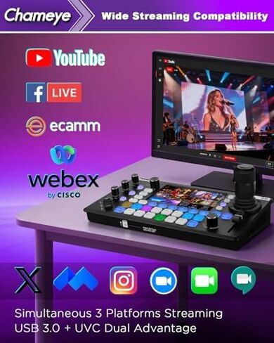 كاميرا Chameeye NDI PTZ 30X، تتبع تلقائي بالذكاء الاصطناعي، M500 4K HDMI محول فيديو متكامل وحدة تحكم PTZ للمحترفين لخدمات الكنيسة المباشرة، C730Nx2+M500 in Kuwait
