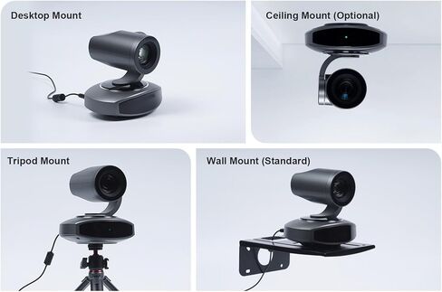 Yunseity 4K PTZ Camera, AI Tracking 10X Optical Zoom 250 Degree Rotation USB 3.0 PoE LAN, with 255 Preset Positions and Distortion Free Lens, for Conference Teaching Live Streaming (US Plug) in Kuwait