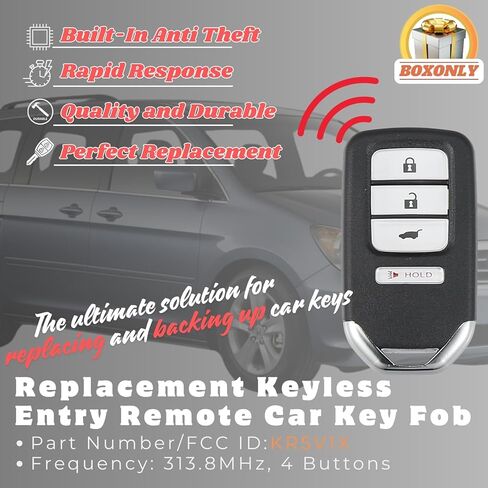 Replacement Keyless Entry Remote Car Key Fob 4-Button FCC UD:KR5V1X 313.8MHz 47-Chip for Honda HR-V 2016-2020, Fit 2018-2020 SUV Full Smart Key Pre-Installed Battery in Kuwait