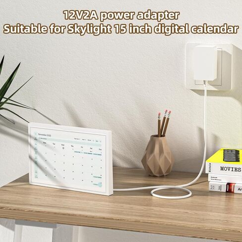 شاحن إمداد طاقة 12 فولت متوافق مع تقويم Skylight 860004165262 لـ Skylight 15 بوصة مخطط الحائط الرقمي ومحول إمداد الطاقة لمخطط العمل (للاستخدام مع مصدر طاقة 12 فولت فقط) in Kuwait