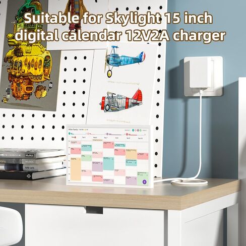 شاحن إمداد طاقة 12 فولت متوافق مع تقويم Skylight 860004165262 لـ Skylight 15 بوصة مخطط الحائط الرقمي ومحول إمداد الطاقة لمخطط العمل (للاستخدام مع مصدر طاقة 12 فولت فقط) in Kuwait
