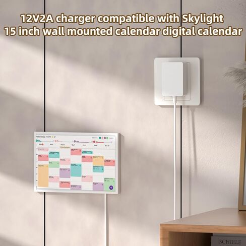 شاحن إمداد طاقة 12 فولت متوافق مع تقويم Skylight 860004165262 لـ Skylight 15 بوصة مخطط الحائط الرقمي ومحول إمداد الطاقة لمخطط العمل (للاستخدام مع مصدر طاقة 12 فولت فقط) in Kuwait
