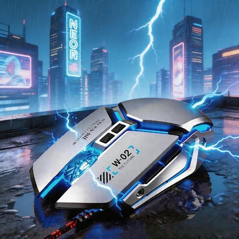 【 2026 New Mouse Macro - كابل 59 بوصة 】 ماوس ضوئي سلكي للألعاب RGB عالي الأداء - مستشعر بصري 8800 نقطة في البوصة - اتصال USB سهل - 6 مفاتيح اختصار قابلة للبرمجة - بكرة مضادة للانزلاق - التوصيل والتشغيل in Kuwait