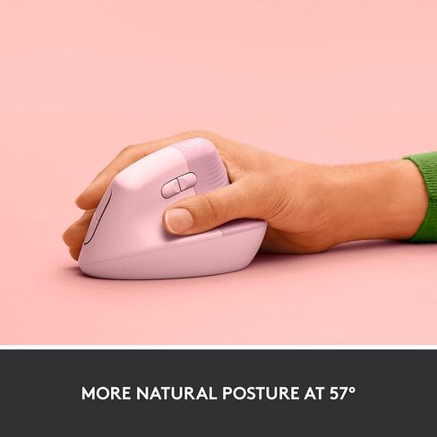 Logitech Lift Vertical Ergonomic Mouse, Wireless, Bluetooth or Logi Bolt USB Receiver, Quiet clicks, 4 Buttons, Compatible with Windows/macOS/iPadOS, Laptop, PC - Rose (Renewed) in Kuwait