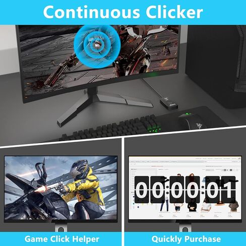 Mouse Jiggler غير قابل للاكتشاف، محرك ماوس 2 في 1 وأداة النقر بالماوس مع محول من النوع C للكمبيوتر، التوصيل والتشغيل، محاكاة حركة الماوس لمنع الكمبيوتر من الدخول في وضع السكون in Kuwait