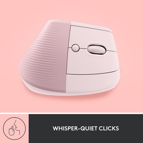 Logitech Lift Vertical Ergonomic Mouse, Wireless, Bluetooth or Logi Bolt USB Receiver, Quiet clicks, 4 Buttons, Compatible with Windows/macOS/iPadOS, Laptop, PC - Rose (Renewed) in Kuwait