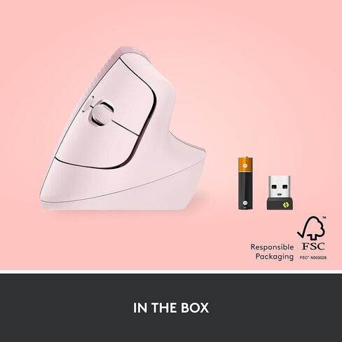Logitech Lift Vertical Ergonomic Mouse, Wireless, Bluetooth or Logi Bolt USB Receiver, Quiet clicks, 4 Buttons, Compatible with Windows/macOS/iPadOS, Laptop, PC - Rose (Renewed) in Kuwait