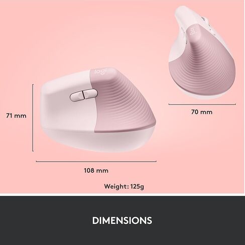 Logitech Lift Vertical Ergonomic Mouse, Wireless, Bluetooth or Logi Bolt USB Receiver, Quiet clicks, 4 Buttons, Compatible with Windows/macOS/iPadOS, Laptop, PC - Rose (Renewed) in Kuwait