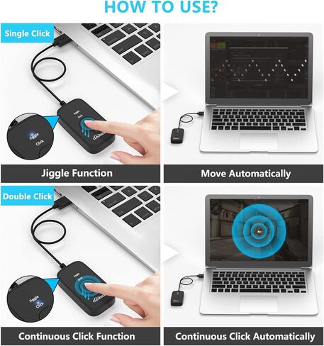 Mouse Jiggler غير قابل للاكتشاف، محرك ماوس 2 في 1 وأداة النقر بالماوس مع محول من النوع C للكمبيوتر، التوصيل والتشغيل، محاكاة حركة الماوس لمنع الكمبيوتر من الدخول في وضع السكون in Kuwait
