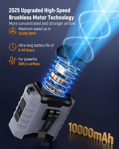 Body Fans Waist, Belt Fan Clip On Waist Portable Cooling Fan Under Shirt,10000mAH 5 Speeds 15000RPM and Flashlight in Kuwait