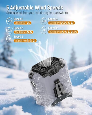 Body Fans Waist, Belt Fan Clip On Waist Portable Cooling Fan Under Shirt,10000mAH 5 Speeds 15000RPM and Flashlight in Kuwait