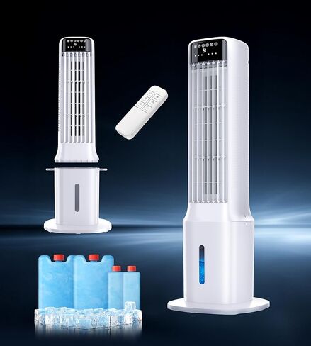 Landeagle 41 Inch Swamp Cooler Air Conditioner,Windowless Cooling Tower Fan That Blow Cold Air with 120° Oscillation & 3 Speeds, Evaporative Air Coolers with 24H Timer, 2.4Gal Tank for Bedroom, Indoor in Kuwait