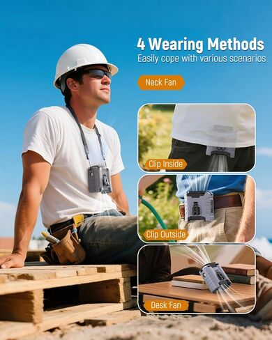 Body Fans Waist, Belt Fan Clip On Waist Portable Cooling Fan Under Shirt,10000mAH 5 Speeds 15000RPM and Flashlight in Kuwait