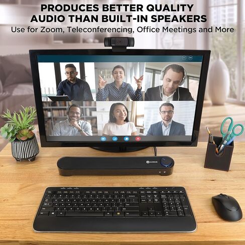 مكبر صوت صغير للكمبيوتر GOgroove (12 حزمة) يعمل بمنفذ USB مع مدخل AUX سلكي سهل الإعداد، صوت ستيريو، منفذ ميكروفون، مقبض التحكم في مستوى الصوت، تصميم تحت الشاشة لسطح المكتب (تعتيم) in Kuwait