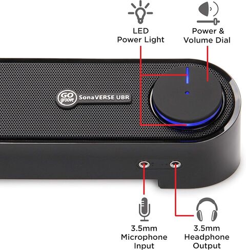 مكبر صوت صغير للكمبيوتر GOgroove (12 حزمة) يعمل بمنفذ USB مع مدخل AUX سلكي سهل الإعداد، صوت ستيريو، منفذ ميكروفون، مقبض التحكم في مستوى الصوت، تصميم تحت الشاشة لسطح المكتب (تعتيم) in Kuwait