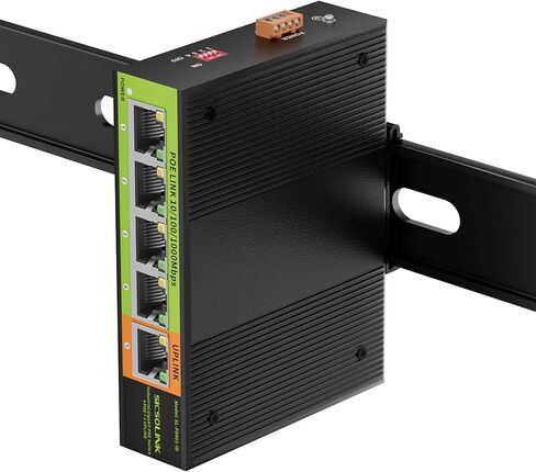 Industrial 5 Ports POE Switch, 4* Gigabit POE Ports with RJ45 LAN Port, 48V Poe Output, 35MM DIN-Rail Mount, IEEE 802.3af/at, IP40 for VoIP Systems/Rail Transit/Industrial IoT (5) in Kuwait