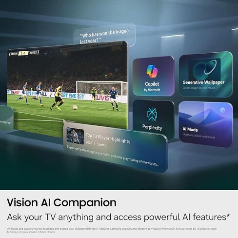 تلفزيون سامسونج الذكي فئة Neo QLED QN80H مقاس 75 بوصة من سامسونج Vision AI الذكي (موديل 2026، 75QN80H) مجموعة كاملة LED Quantum Mini، مسرع الحركة 144 هرتز، ترقية 4K AI، Alexa مدمج in Kuwait