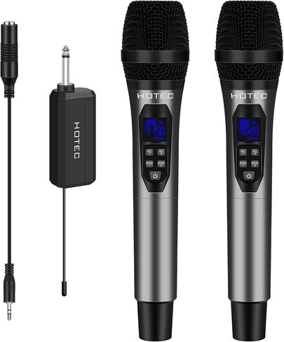 ميكروفون ديناميكي محمول من HOTEC UHF مع جهاز استقبال صغير محمول قابل لإعادة الشحن مقاس 1/4 بوصة لأداء مباشر على PA، خلاط، مكبر صوت (H-U06C) in Saudi Arabia