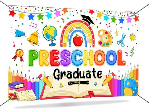 Mocsicka Preschool Graduation Backdrop 2026 Pre Kindergarten Graduation Banner Backdrop Kids Congrats Grad Class of 2026 Prek Party Decorations Photo Booth Props 70.8 x 43.3 Inch in Kuwait