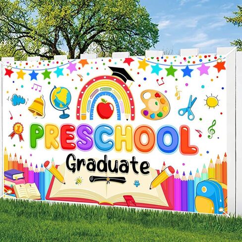 Mocsicka Preschool Graduation Backdrop 2026 Pre Kindergarten Graduation Banner Backdrop Kids Congrats Grad Class of 2026 Prek Party Decorations Photo Booth Props 70.8 x 43.3 Inch in Kuwait