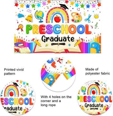 Mocsicka Preschool Graduation Backdrop 2026 Pre Kindergarten Graduation Banner Backdrop Kids Congrats Grad Class of 2026 Prek Party Decorations Photo Booth Props 70.8 x 43.3 Inch in Kuwait