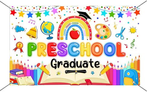 Mocsicka Preschool Graduation Backdrop 2026 Pre Kindergarten Graduation Banner Backdrop Kids Congrats Grad Class of 2026 Prek Party Decorations Photo Booth Props 70.8 x 43.3 Inch in Kuwait