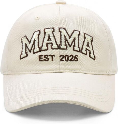 Mama EST 2026 Hat, Embroidered Mama Baseball Cap for Women, Trendy New Mom Gifts Mothers Day Outfits for Mommin Beige in Kuwait