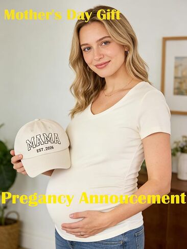 Mama EST 2026 Hat, Embroidered Mama Baseball Cap for Women, Trendy New Mom Gifts Mothers Day Outfits for Mommin Beige in Kuwait
