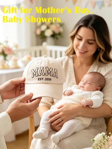 Mama EST 2026 Hat, Embroidered Mama Baseball Cap for Women, Trendy New Mom Gifts Mothers Day Outfits for Mommin Beige in Kuwait