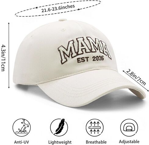 Mama EST 2026 Hat, Embroidered Mama Baseball Cap for Women, Trendy New Mom Gifts Mothers Day Outfits for Mommin Beige in Kuwait