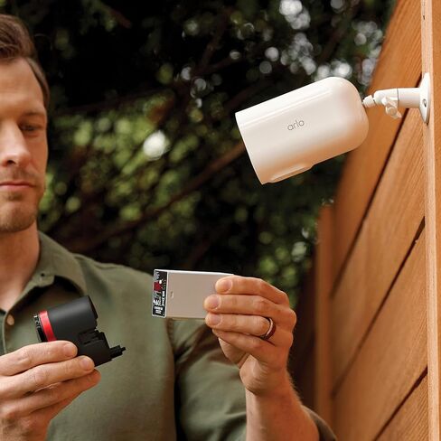 بطارية Arlo XL قابلة للشحن وغطاء USB-C - ملحق معتمد، عمر بطارية يصل إلى 2.5 مرة، تعمل مع Pro 6 وUltra 3، أبيض - VMA5300 in Kuwait