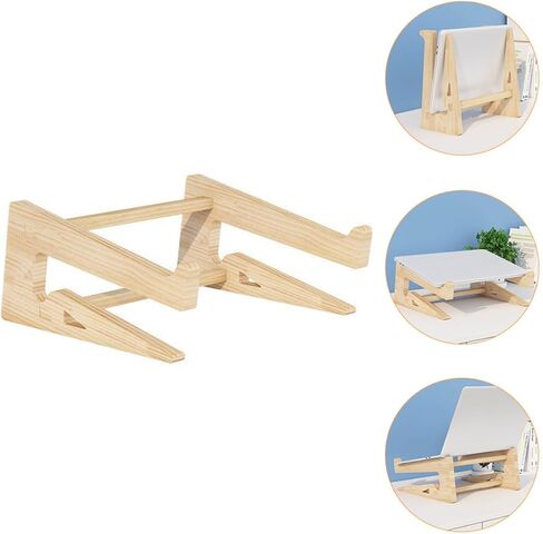 TEHAUX Wooden Laptop Stand Heighten Desktop Computer Holder for 12-14.7 Inch Notebooks, Reinforced Solid Wood Laptop Rack for Home Office Use in Kuwait