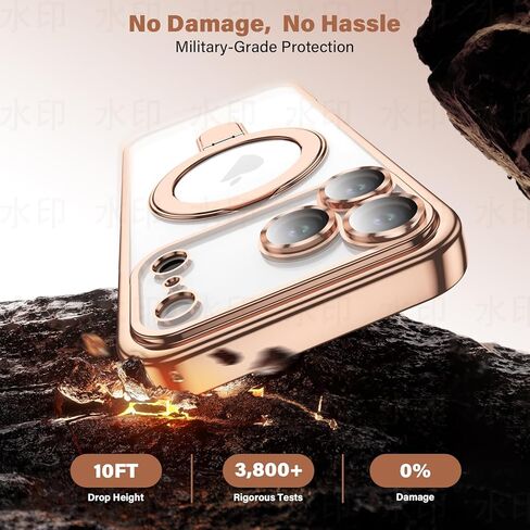 حافظة لهاتف iPhone 14 Pro Max مع حامل مغناطيسي [متوافق مع MagSafe] [واقي عدسة الكاميرا بالكامل] حافظة هاتف شفافة مقاومة للصدمات فاخرة لهاتف iPhone 14 Pro Max 6.7 بوصة، ذهبي تيتانيوم in Kuwait