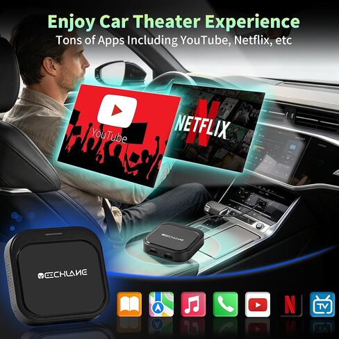 محول CarPlay & Android Auto اللاسلكي، محول سلكي إلى لاسلكي لأجهزة iPhone وAndroid، 5G WiFi/BT 5.0، التوصيل والتشغيل، التنقل في الوقت الحقيقي، للسيارات المزودة بـ CarPlay السلكي in Kuwait