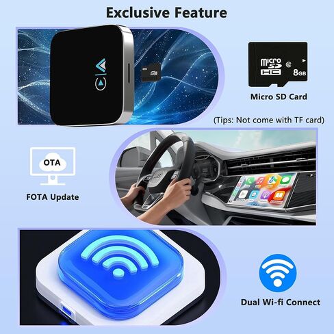 2-in-1 Carplay Wireless Adapter, Wireless Apple & Android Auto Adapter, 2026 Magic Video AI Box Streaming Dongle Support Netflix/YouTube/TF Card, Only Fits for OEM Wired CarPlay Cars in Kuwait