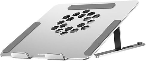 Cabilock Aluminum Alloy Laptop Cooler Stand with RGB LED Fans, Height Adjustable Ventilated Cooling Pad for Gaming and Office Notebooks, Silver in Kuwait
