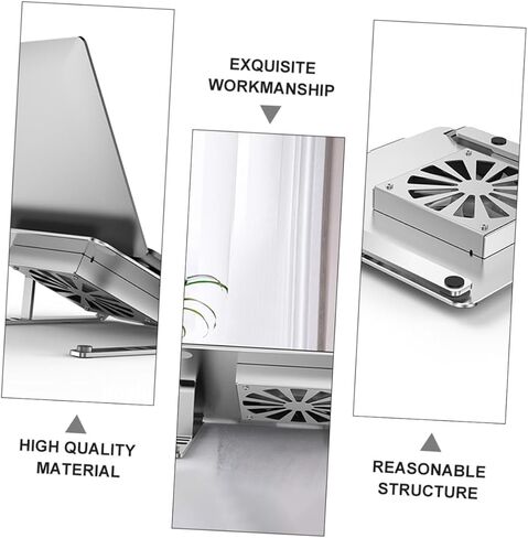 Cabilock Aluminum Alloy Laptop Cooler Stand with RGB LED Fans, Height Adjustable Ventilated Cooling Pad for Gaming and Office Notebooks, Silver in Kuwait