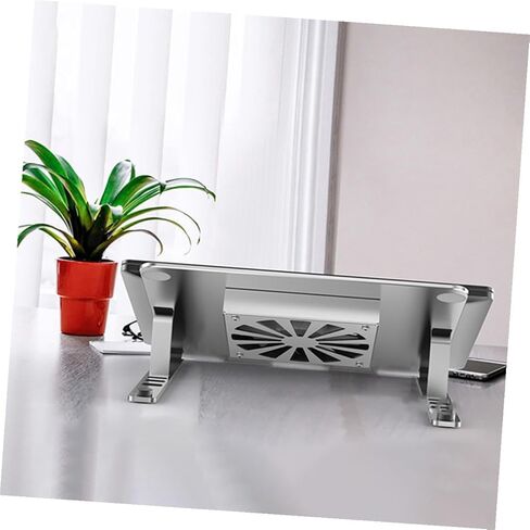 Cabilock Aluminum Alloy Laptop Cooler Stand with RGB LED Fans, Height Adjustable Ventilated Cooling Pad for Gaming and Office Notebooks, Silver in Kuwait