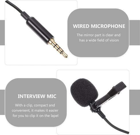 Housoutil Clip-on Lapel Microphone for Phone Noise Reduction Lavalier Mic Wired Interview Recording Microphone Portable for Vlogging and Podcast in Kuwait
