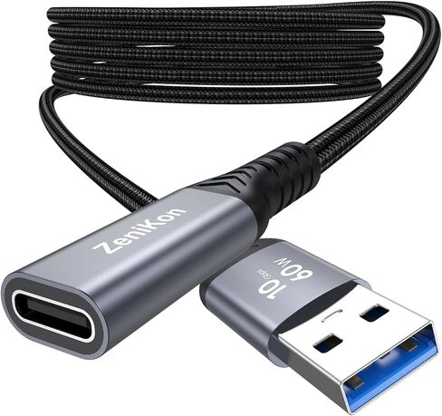 كابل محول USB C أنثى إلى USB ذكر بطول 4 أقدام، محول USB 3.2 ذكر إلى USB C عالي السرعة 10 جيجابت في الثانية، شحن 60 وات متوافق مع الكمبيوتر المحمول، سطح المكتب، محرك فلاش، iPhone 15/16/17، Galaxy، الشاحن in Kuwait